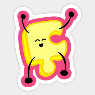 Little Happy Jumping Jigsaw Puzzle Character Sticker